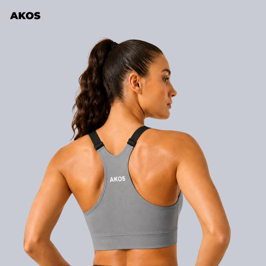 Akos Active Zipper Sports Bra – Grey