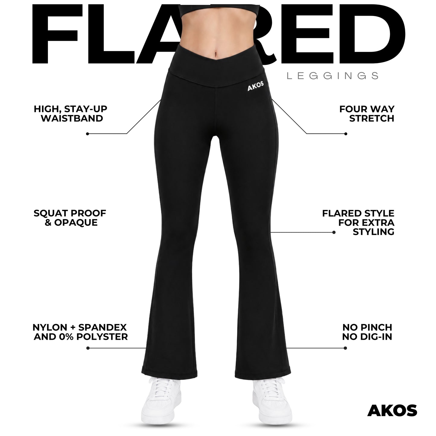 Akos Active Flared Leggings – Black