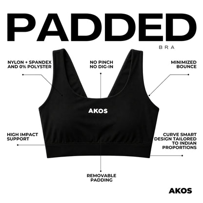 Akos Active Padded Sports Bra – Black