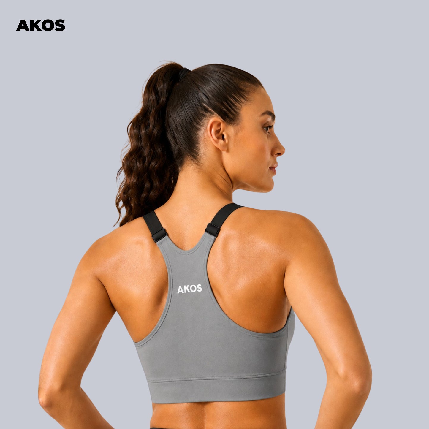 Akos Active Zipper Sports Bra – Grey