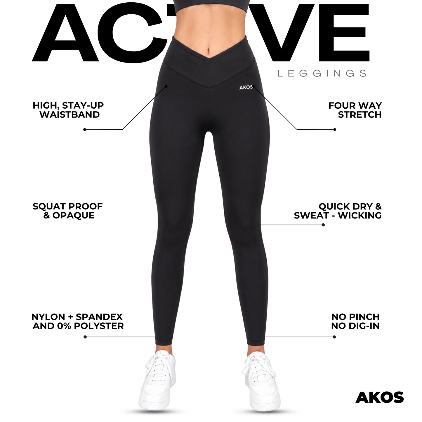 Akos Active Leggings – Black