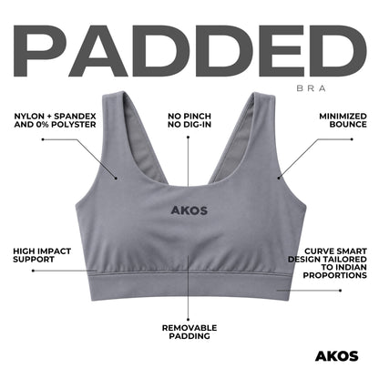 Akos Active Padded Sports Bra – Grey