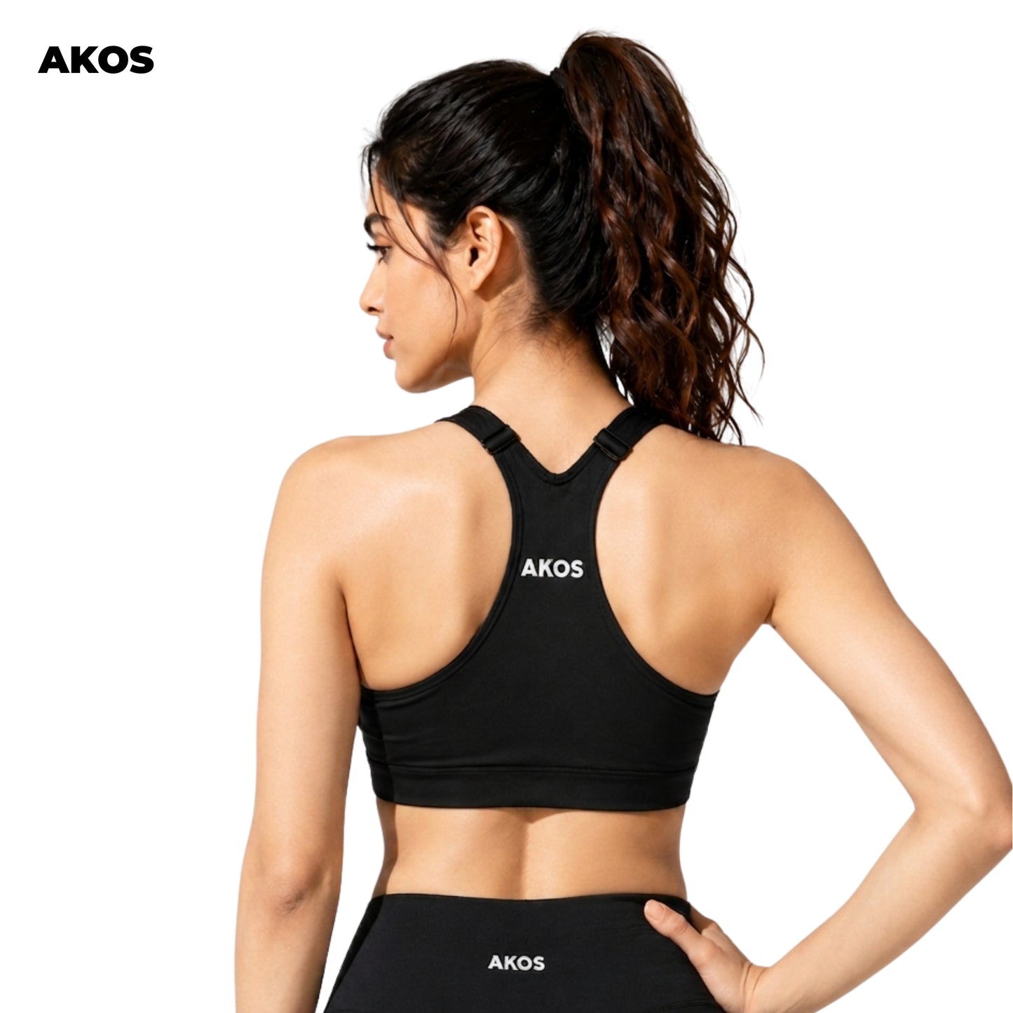 Akos Active Zipper Sports Bra – Black